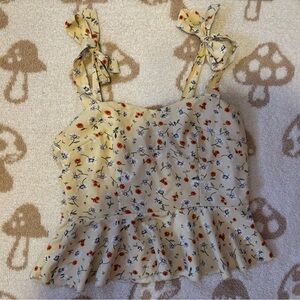 Floral Sleeveless Top with Bow Straps